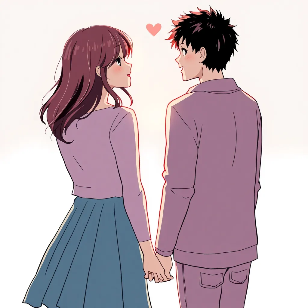 a girl and a guy in love holding hands