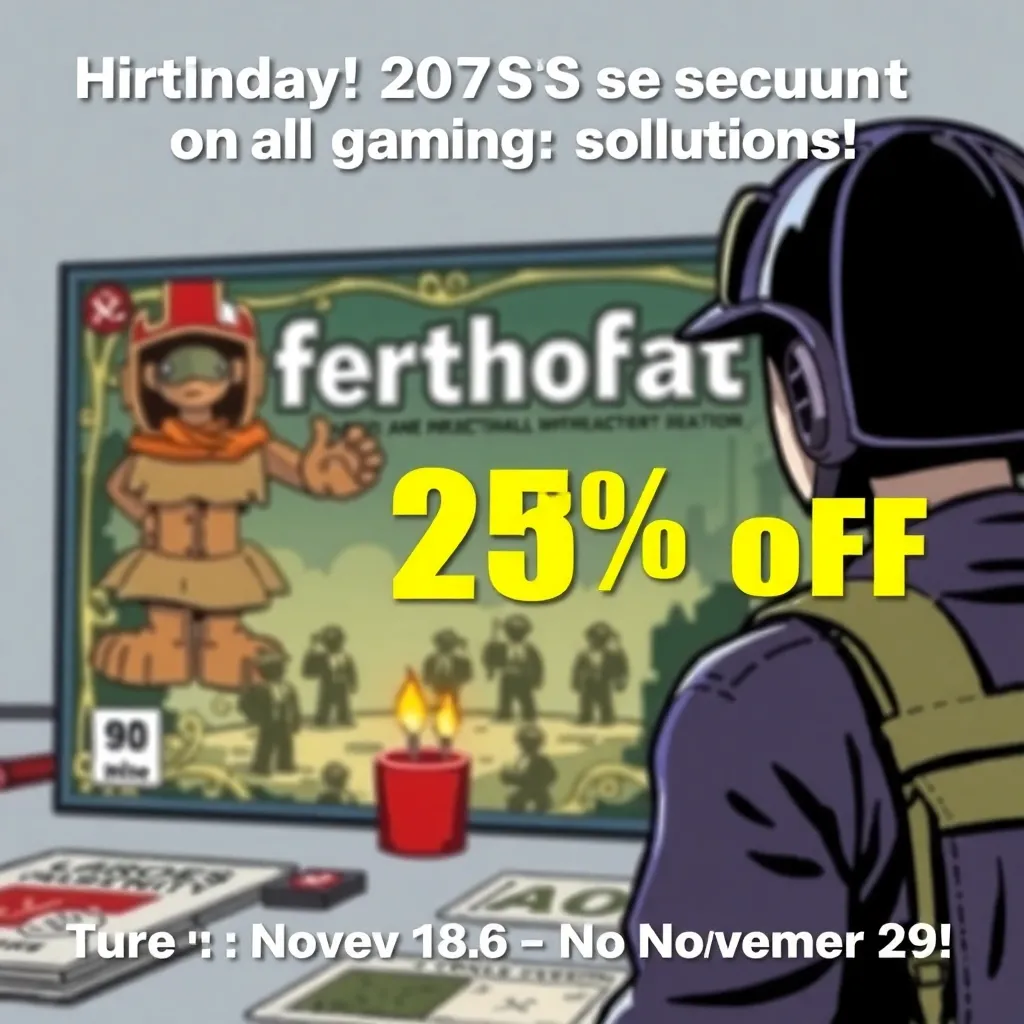 against the background is a board game on labor protection "Heroes in helmets". above the inscription: Birthday! 25% discount on all gaming solutions! From November 18 to November 29