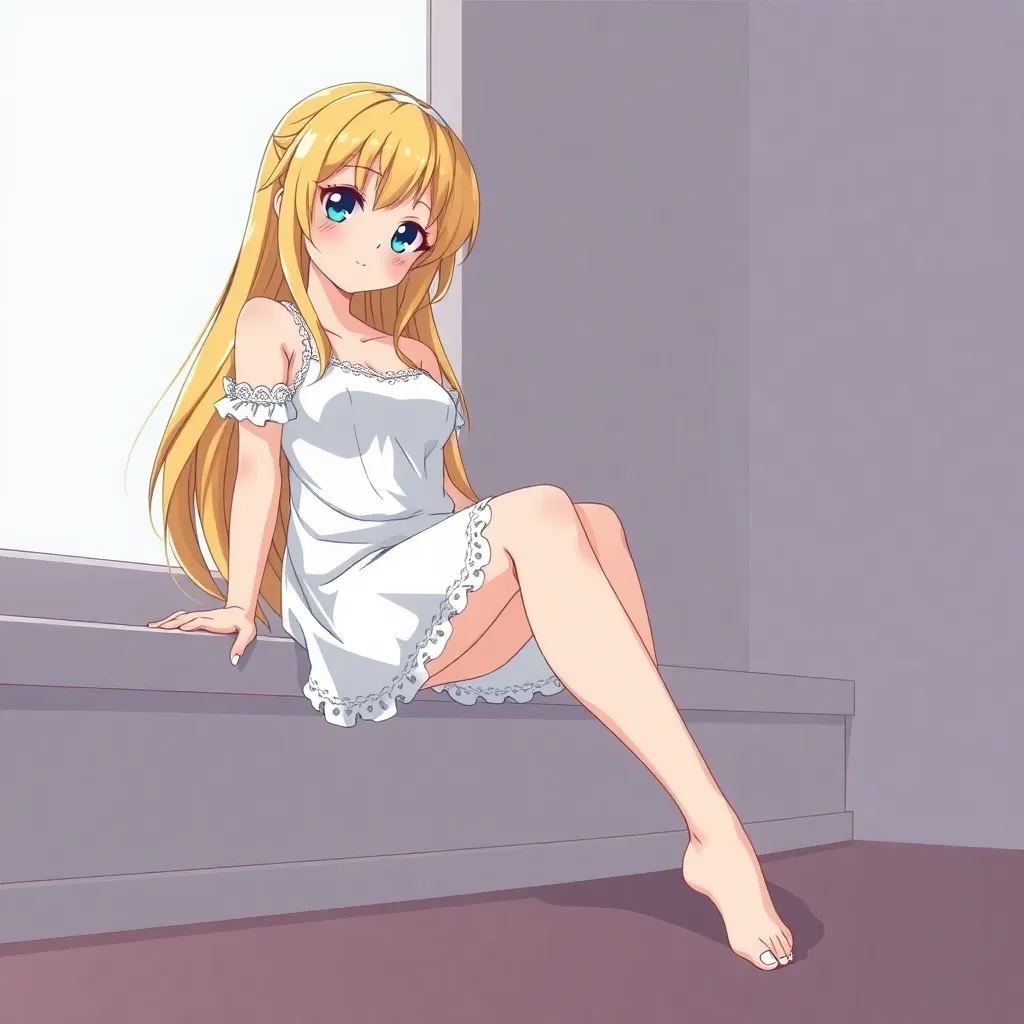 a blonde anime girl with nice feet 
