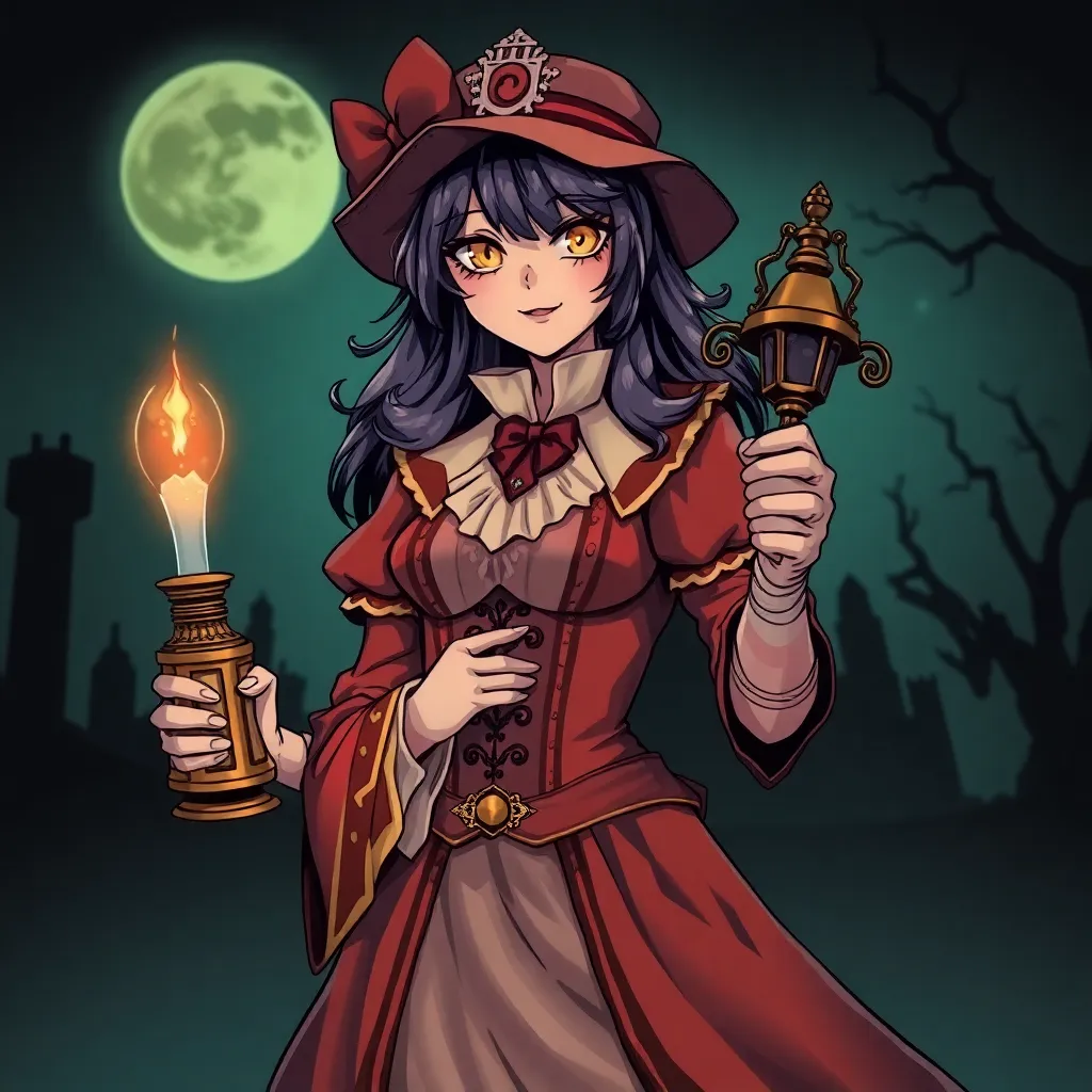 Doctor Elise: The Royal Lady with the Lamp main character in halloween style