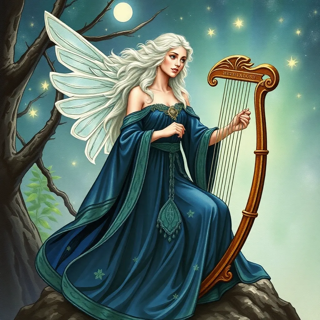 The character card of Merelin of the Night of the Moons is a dryad priestess. The magic of nature, a harp made of silver.
Marilyn: Harmony, healing.