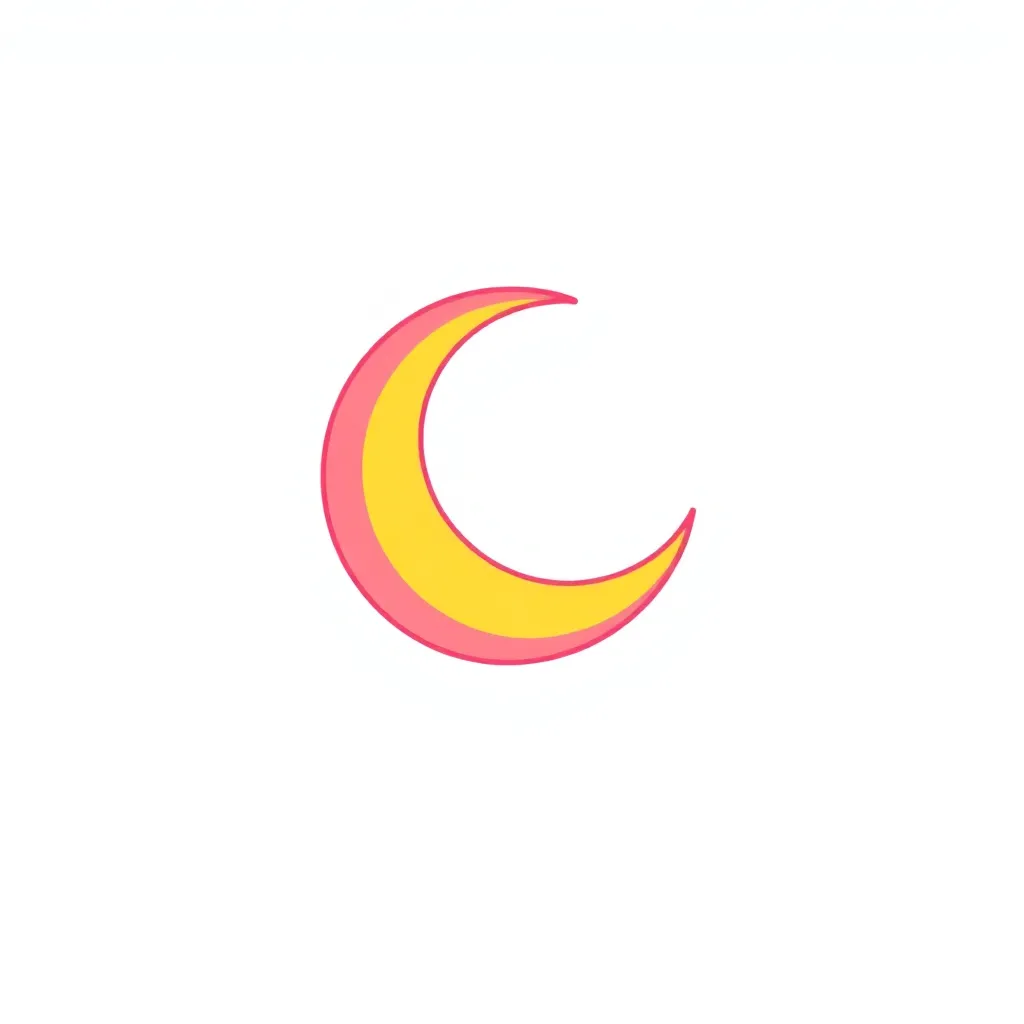 Crescent moon icon magic cartoon style simple icon on a white background in pink shades of yellow