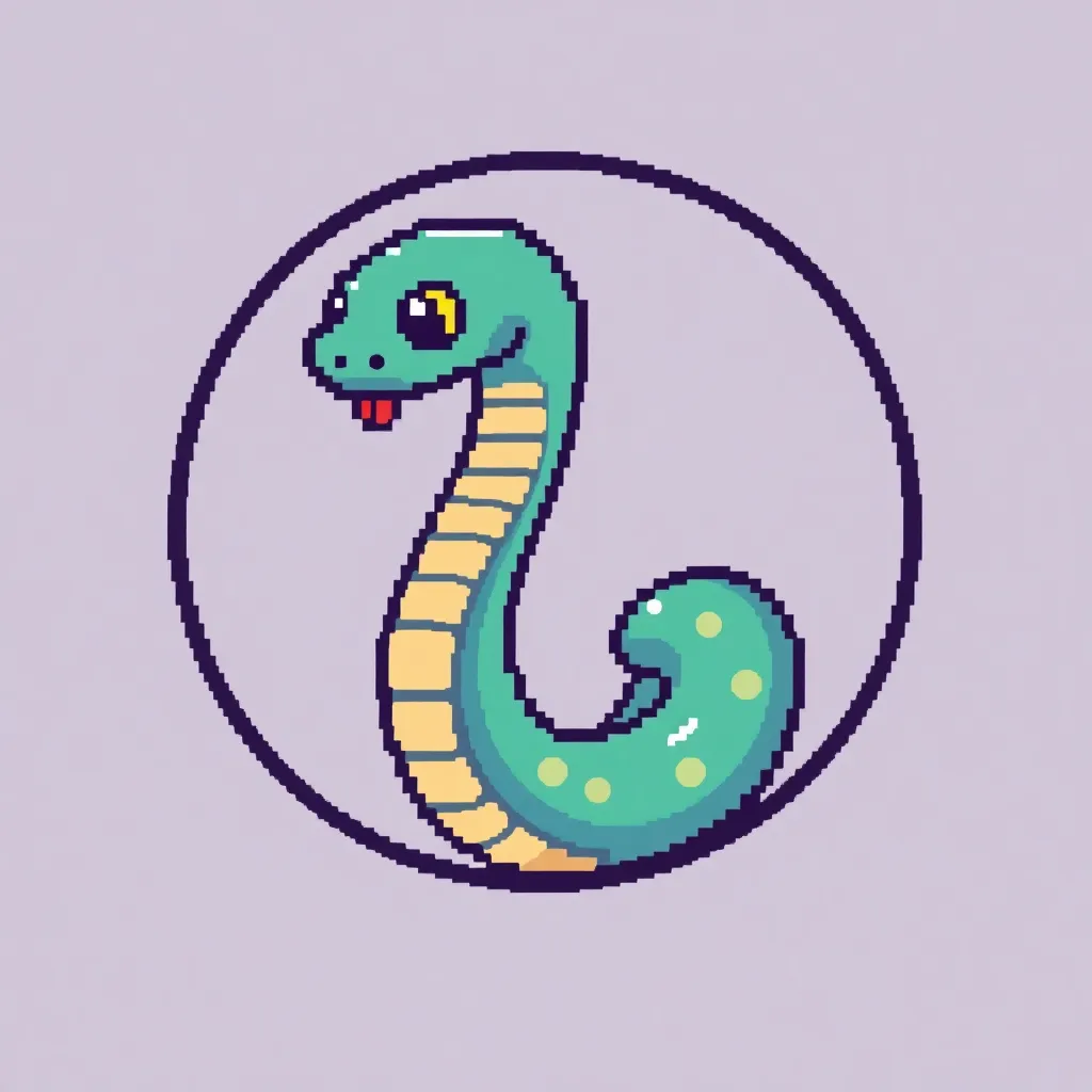 a pixel snake game icon ,Q,cute,pixel