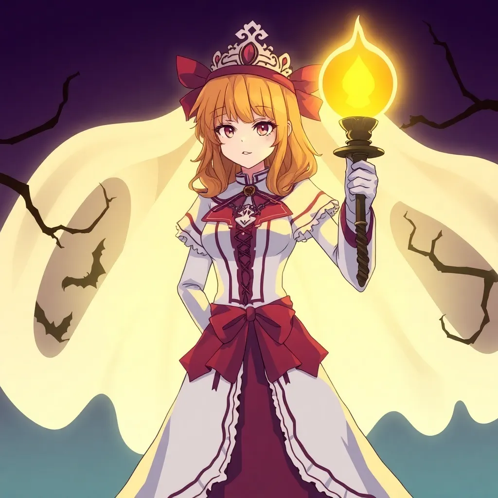 Doctor Elise: The Royal Lady with the Lamp main character of anime in halloween style