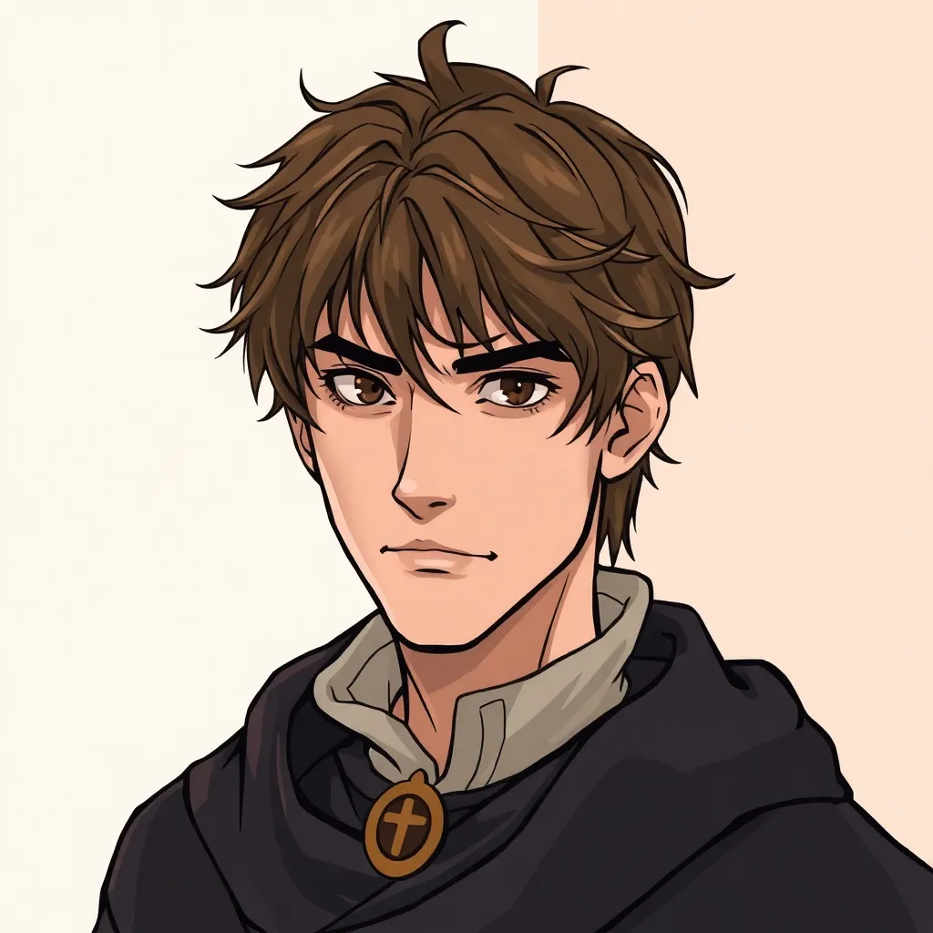 man cleric 40 years old brown eyes brown hair