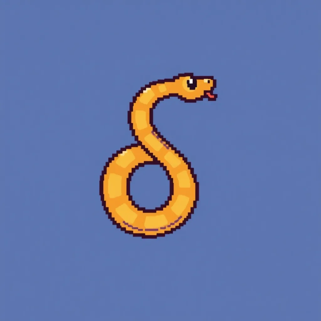 A pixel snake game icon shap, cute, only snake, svg